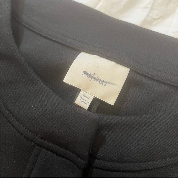 Sejour Collarless Half Sleeve Ponte Knit Zip Up Jacket sz 16W - Picture 3 of 12